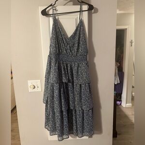 Floral Blue Sleeveless Dress